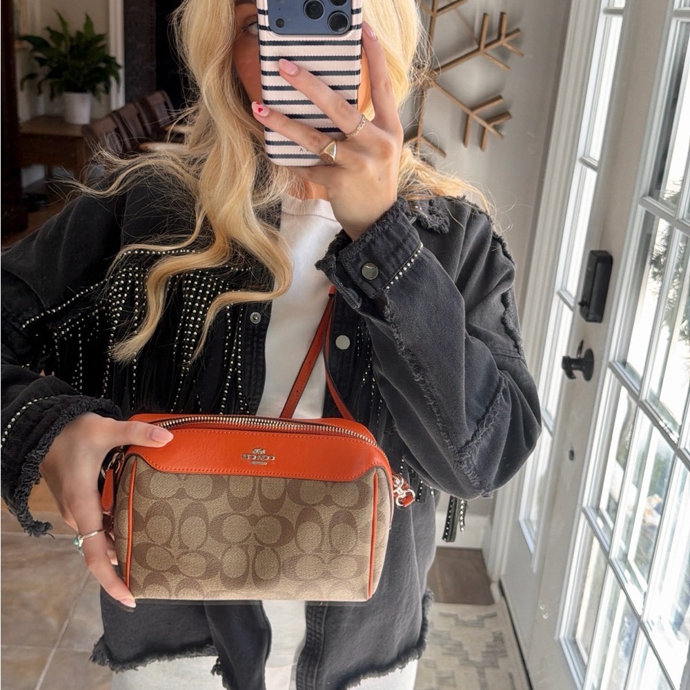 Coach Tan and Orange Crossbody Bag